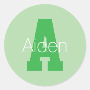 Bold Modern Monogram   Pale & Kelly Green Classic Round Sticker