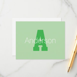 Bold Modern Monogram Pale & Kelly Green Enclosure Card