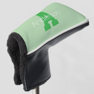 Bold Modern Monogram Pale & Kelly Green Golf Head Cover