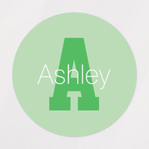 Bold Modern Monogram   Pale & Kelly Green Labels