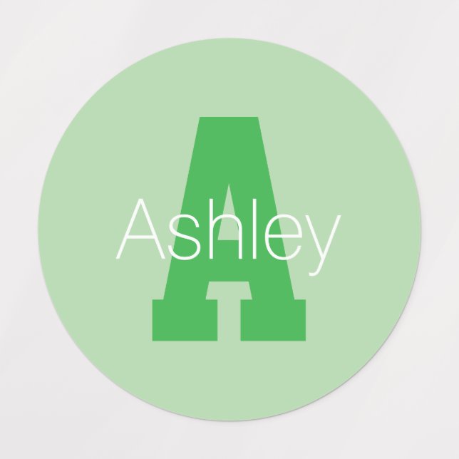 Bold Modern Monogram | Pale & Kelly Green Labels (Design 1)