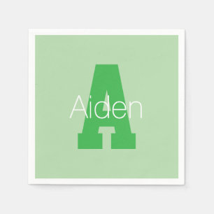 Bold Modern Monogram Pale & Kelly Green Napkins