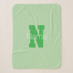 Bold Modern Monogram Pale & Kelly Green Sherpa Blanket