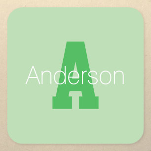 Bold Modern Monogram   Pale & Kelly Green Square Sticker