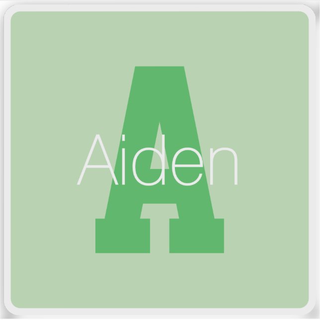 Bold Modern Monogram | Pale & Kelly Green Sticker (Front)