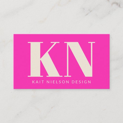 Bold Modern Monogram Professional Hot Pink Business Card