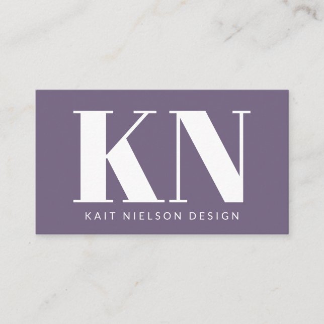 Bold Modern Monogram Professional Purple Business Card (Front)