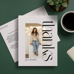 Bold modern one photo graduation thank you postcard