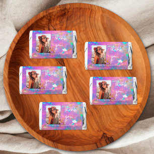 Bold Modern Opal Graduation Party Photo Thank You Hershey's Miniatures