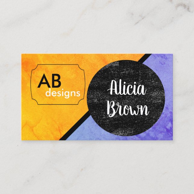 bold modern orange and blue geometric design business card (Front)