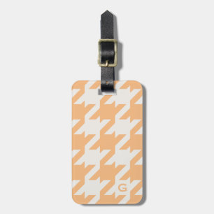 Bold modern orange houndstooth with monogram luggage tag