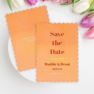 Bold Modern Orange Sunset Watercolor Wedding Save The Date