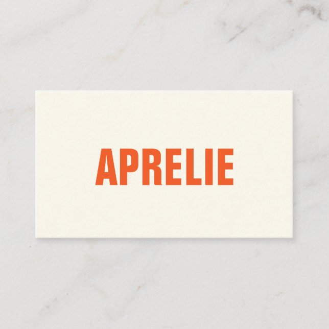 Bold Modern Orange White Creative Professional Business Card (Front)