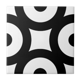 Bold Modern Original Circles Dots Black White Ceramic Tile