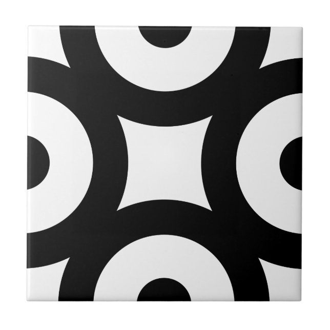 Bold Modern Original Circles Dots Black White Ceramic Tile (Front)