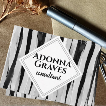 Bold Modern Painted Stripes Gray And Black  Business Card by annpowellart at Zazzle