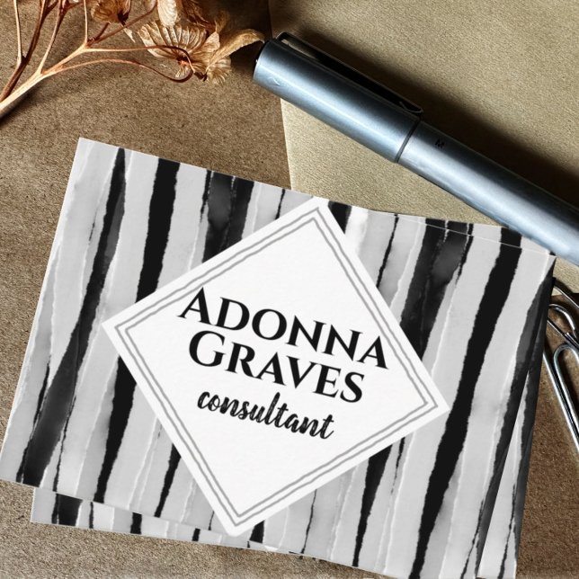 bold modern painted stripes gray and black  business card (Creator Uploaded)