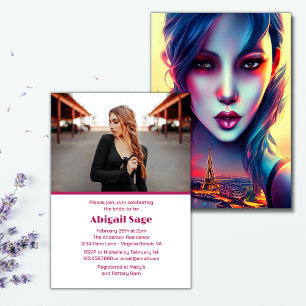 Bold Modern Paris Eiffel Tower Bridal Shower Invitation