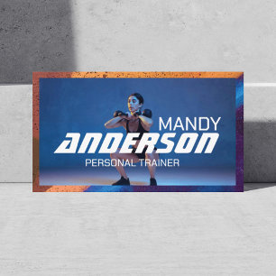 Bold Modern Personal Trainer Fitness Coach Photo Business Card