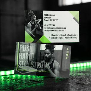 Bold Modern Personal Trainer Fitness Coach Photo Raised Spot UV Business Card