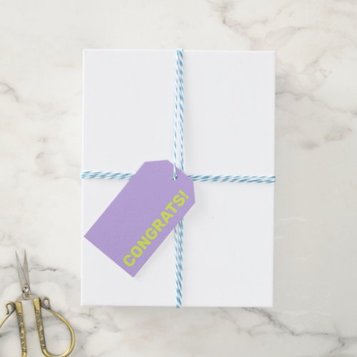 Bold Modern Personalized Purple and Lime Congrats Gift Tags