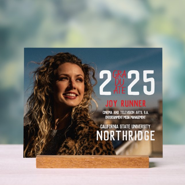 Bold Modern Photo Graduation Class Acrylic Sign (Neutral)