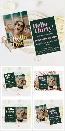 Bold Modern  Pink and Green Typography Birthday