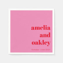 Bold Modern Pink and Red Retro Custom Wedding