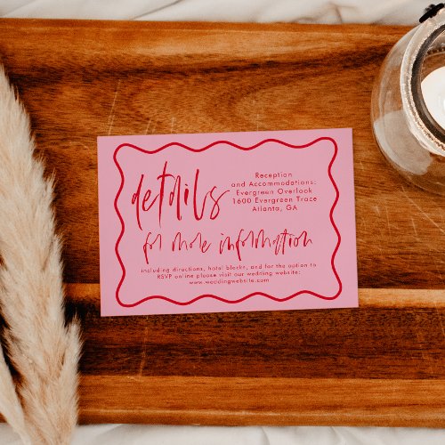 Bold Modern Pink And Red Wavy Frame Details Card