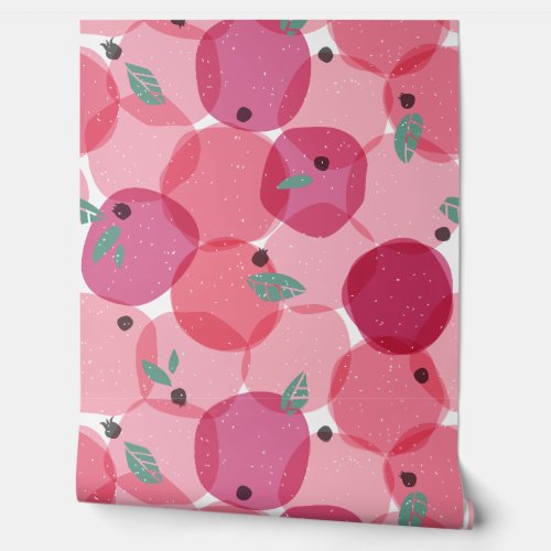 Bold Modern Pink Berry Fruit Polka Dot Pattern Wallpaper