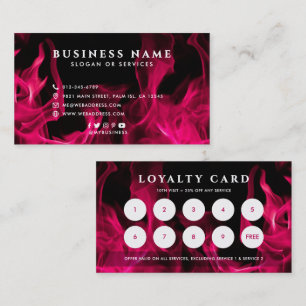 Bold Modern Pink Flames Custom Offer Loyalty Card