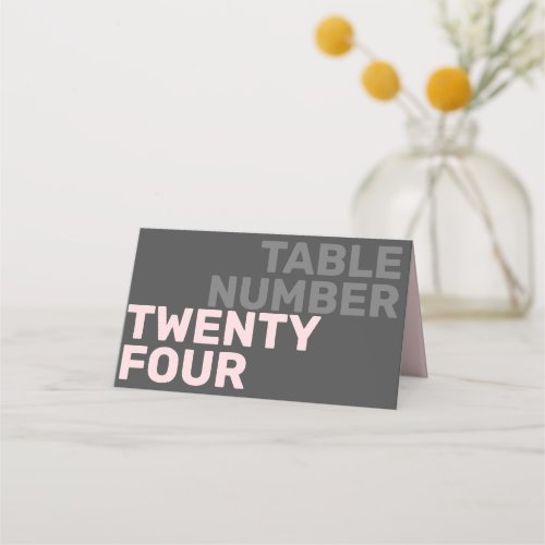 Bold modern pink table number place card
