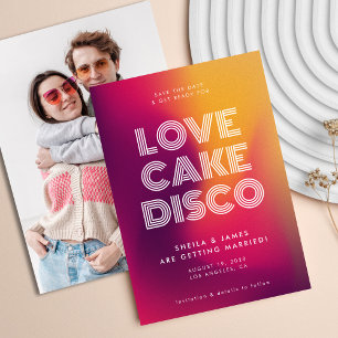 Bold Modern Pink Yellow Gradient Disco Wedding Save The Date