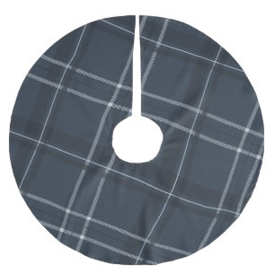 Bold modern plaid navy Christmas Brushed Polyester Tree Skirt