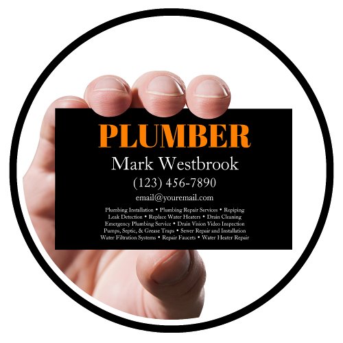 Bold Modern Plumber Services Business Card