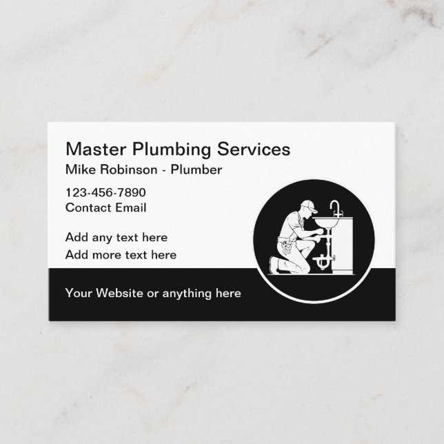 Bold Modern Plumbing Services Business Card (Front)