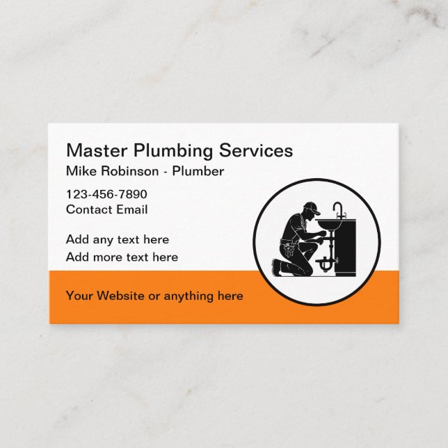 Bold Modern Plumbing Services Business Card (Front)