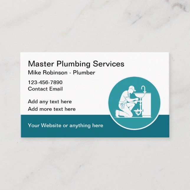 Bold Modern Plumbing Services Business Card (Front)