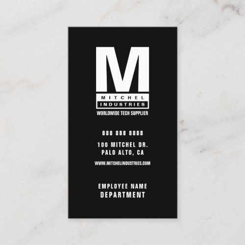 Bold Modern Professional Monogram Logo Black Business Card