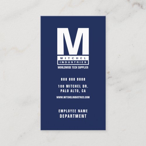 Bold Modern Professional Monogram Logo Blue Business Card