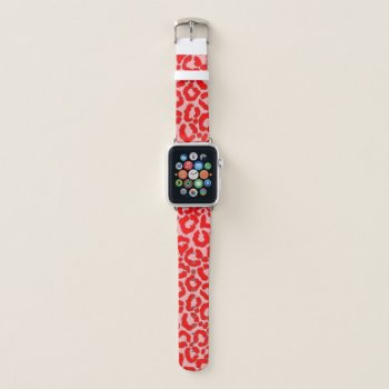 Bold Modern Red Pink Leopard Animal Print Apple Watch Band by _LaFemme_ at Zazzle