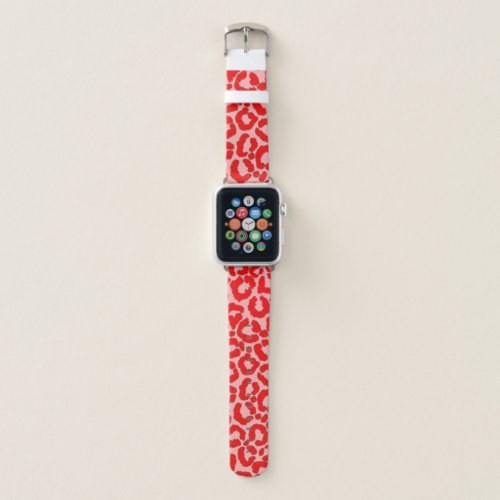 Bold Modern Red Pink Leopard Animal Print Apple Watch Band