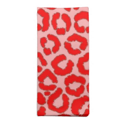 Bold Modern Red Pink Leopard Animal Print Cloth Napkin