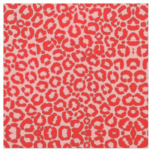 Bold Modern Red Pink Leopard Animal Print Fabric