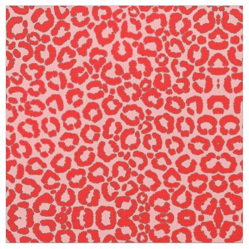 Bold Modern Red Pink Leopard Animal Print Fabric
