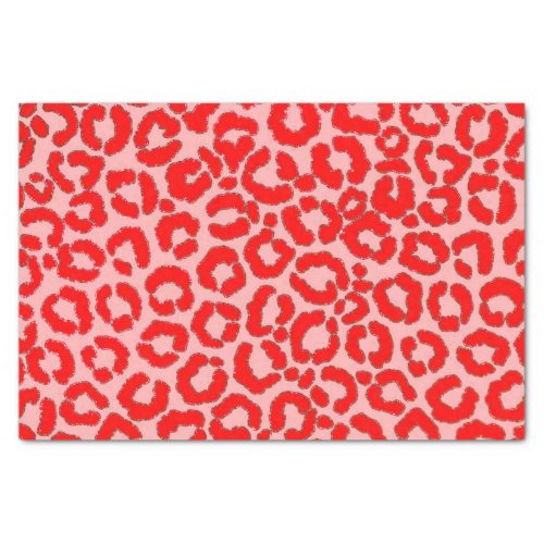 Bold Modern Red Pink Leopard Animal Print Tissue Paper