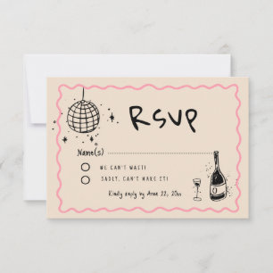 Bold modern Retro Funky Bright Wedding RSVP Card
