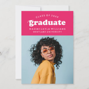 BOLD MODERN RETRO GRADUATE GRADUATION INVITATION