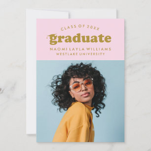 BOLD MODERN RETRO GRADUATE GRADUATION INVITATION