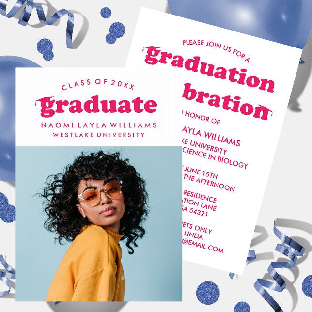 BOLD MODERN RETRO GRADUATE | GRADUATION INVITATION (Creator Uploaded)